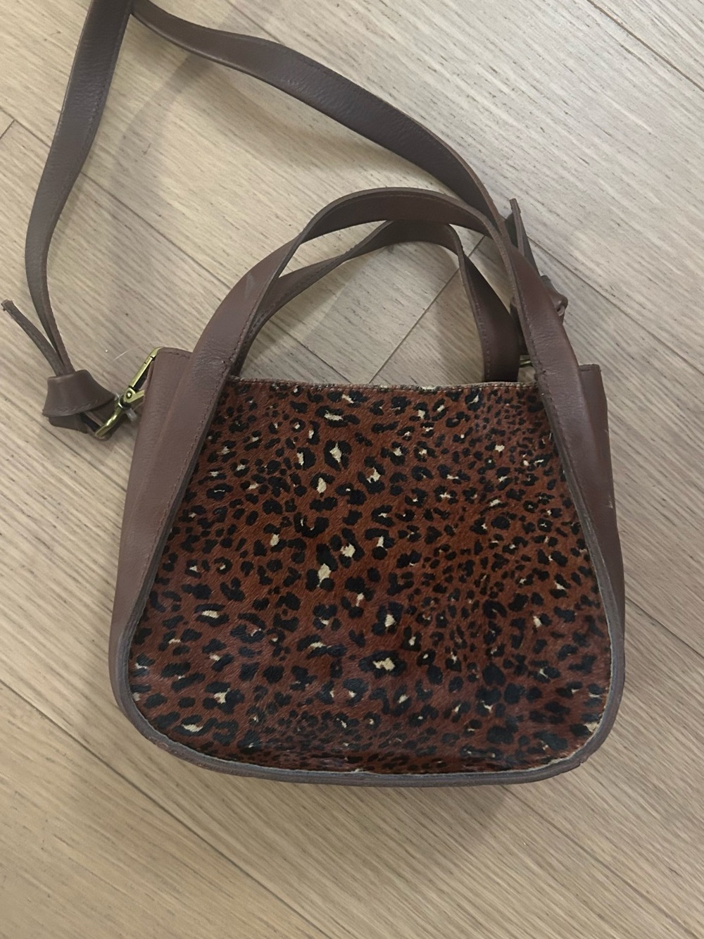Madewell Brown Leopard Print Crossbody Bag